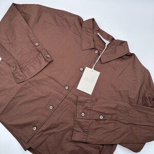 Everlane Women's‎ The Woven 100% Cotton Long Sleeve PJ Pajama Top, Chestnut